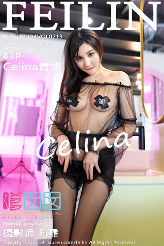 FeiLin嗲囡囡-213-Celina青妍-《魅惑黑丝内衣与粉色睡衣诱惑》-2019.11.04
