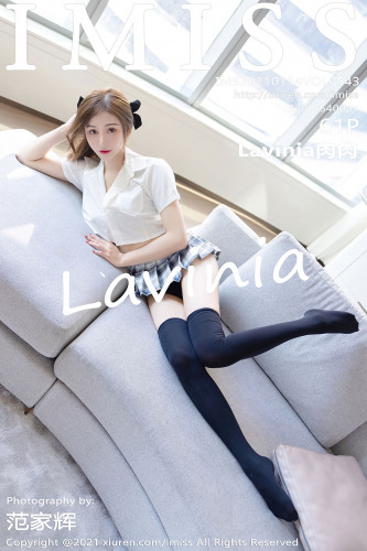 IMiss爱蜜社-543-Lavinia肉肉-白衬衫蓝格短裙学生装黑丝筒袜-2021.01.11