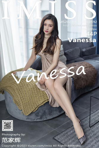 IMiss爱蜜社-592-Vanessa-肉色吊带礼服长裙白色蕾丝薄纱睡衣-2021.05.14