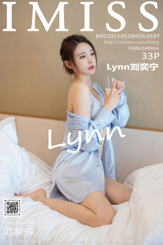 IMiss爱蜜社-597-刘奕宁-街拍系列-床上蓝色睡衣-2021.05.28