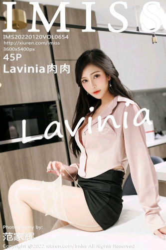 IMiss爱蜜社-654-Lavinia肉肉-浅粉衬衫黑短裙粉色内衣-2022.01.20