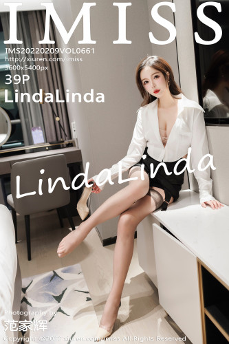 IMiss爱蜜社-661-Lindalinda-白衬衫黑短裙蕾丝袜-2022.02.09
