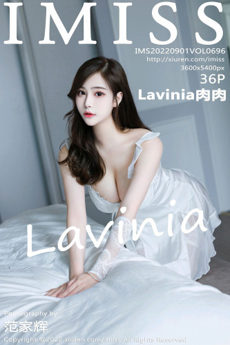 IMiss爱蜜社-696-Lavinia肉肉-白色蕾丝吊带睡裙白丝吊带袜-2022.09.01