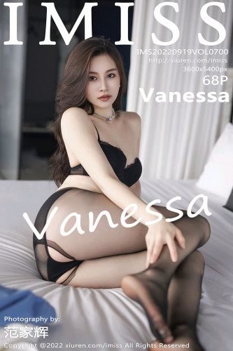 IMiss爱蜜社-700-Vanessa-白衬衫蓝短裙黑蕾丝内衣黑丝-2022.09.19