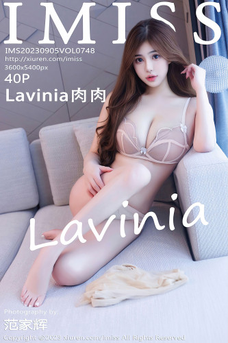 IMiss爱蜜社-748-Lavinia肉肉-深紫吊带长裙浅色蕾丝内衣-2023.09.05