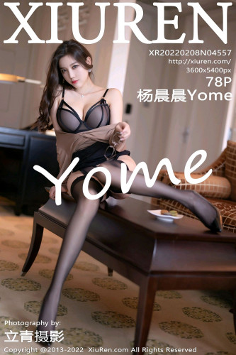 XiuRen秀人网-4557-杨晨晨Yome-黑短裙黑色蕾丝吊带袜-2022.02.08