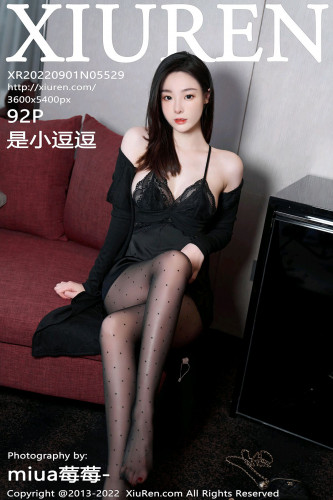 XiuRen-No.5529-是小逗逗-黑礼服裙黑睡衣黑丝