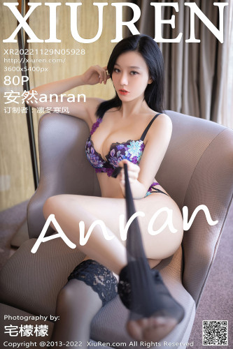 XiuRen-No.5928-安然-西服上衣性感紫色内衣配蕾丝吊袜