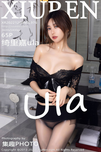 XiuRen-No.5976-绮里嘉-性感黑色蕾丝连衣短裙超薄黑丝