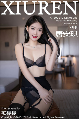 XiuRen-No.5986-唐安琪-白色上衣黑短裙薄纱内衣黑丝吊袜