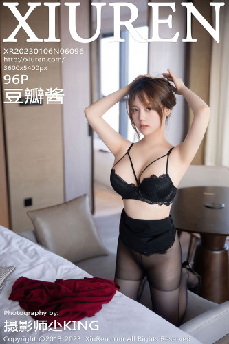 XiuRen秀人网-6096-豆瓣酱-红色服饰黑短裙黑蕾丝内衣