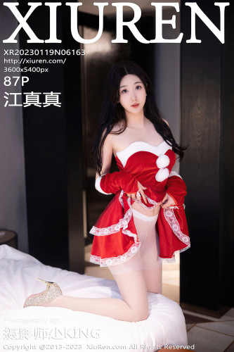 XiuRen秀人网-6163-江真真-红色贺新年服饰白色蕾丝