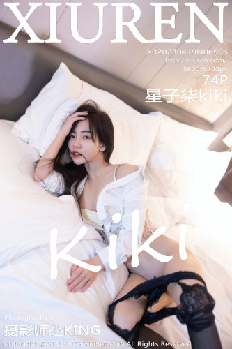 XiuRen秀人网-6596-星子柒kiki-白色蕾丝内衣黑丝吊带袜-2023.04.19