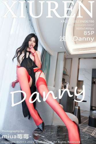 XiuRen秀人网-6786-浅浅Danny-黑色轻透服红色蕾丝吊带袜-2023.05.23