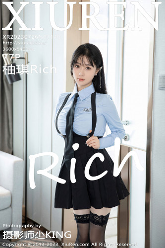 XiuRen秀人网-7140-柚琪Rich-蓝衫黑裙学生装黑丝-2023.07.26